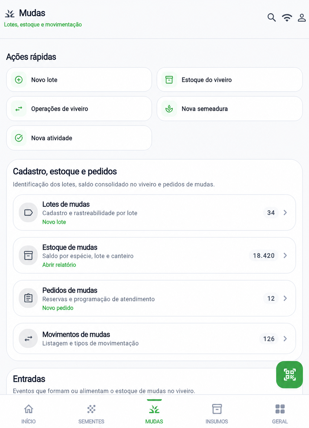 M&oacute;dulo de mudas do ProdMudas